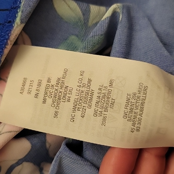 G.I.L.I. Short Sleeve Cobalt Blue Maxi Dress with Pink and White Flowers - XS - Picture 12 of 13